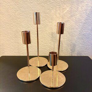 Set of 4 | Gold Square Taper Candlestick Holders